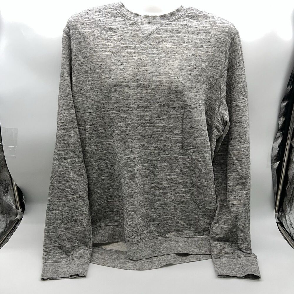 H&M Men's Basic Heathered Space Dye Gray Pullover Crew Neck Sweatshirt-Size L